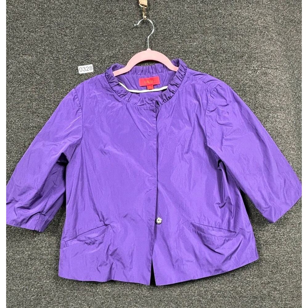 Lavia Softshell Jacket Womens Sz 42 (10) Purple 3/4 Sleeves Snap Button Pockets